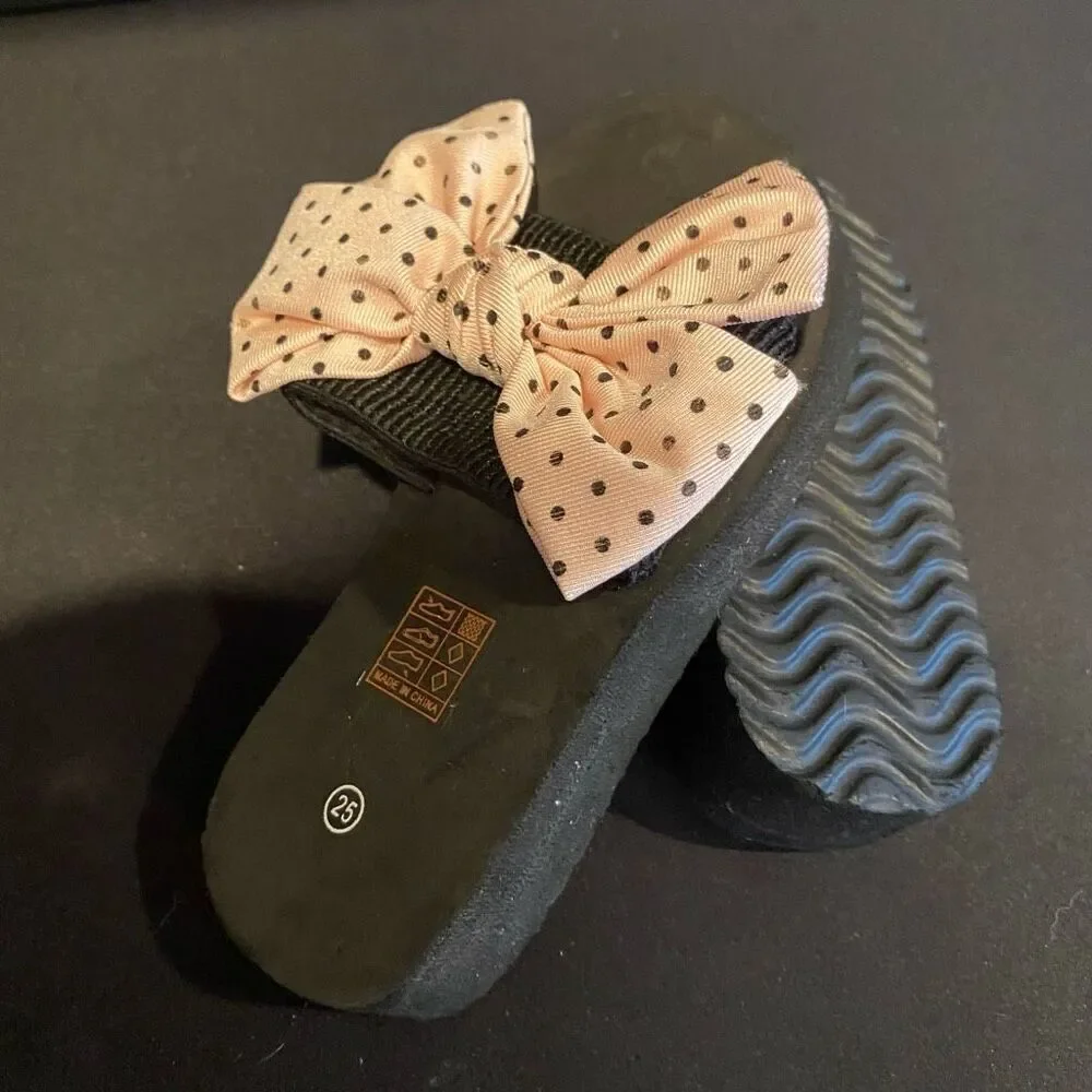 Flip Flop pink Polka Dot Bow Sandals Size 9
